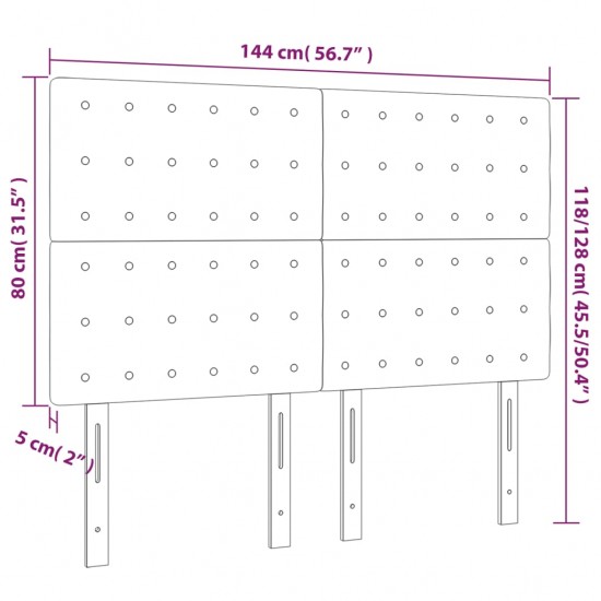 Galvūgalis su LED, pilkas, 144x5x118/128cm, dirbtinė oda