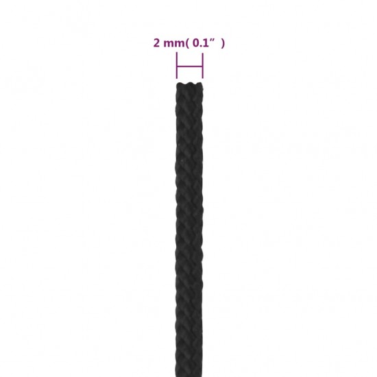 Valties virvė, visiškai juoda, 2mm, 500m, polipropilenas