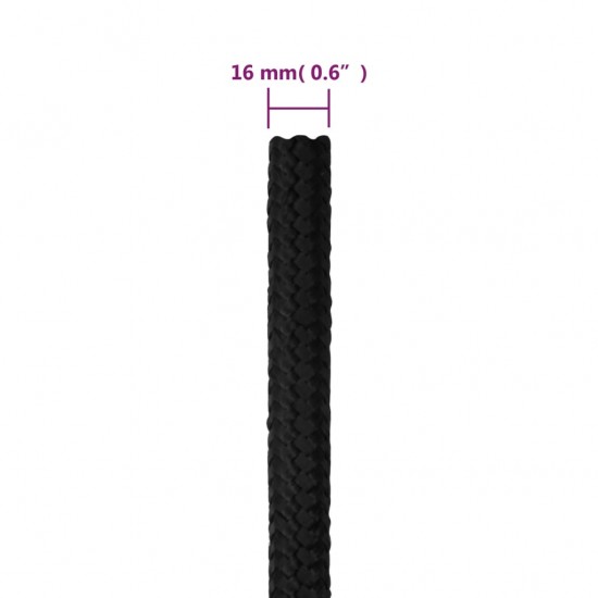 Valties virvė, visiškai juoda, 16mm, 100m, polipropilenas
