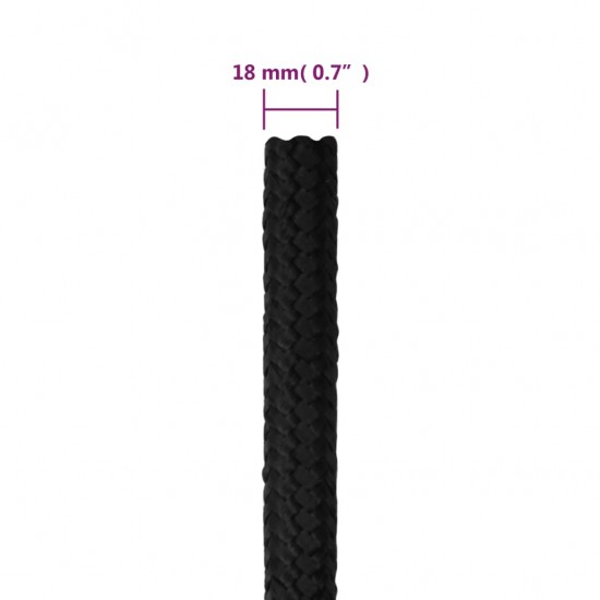 Valties virvė, visiškai juoda, 18mm, 100m, polipropilenas