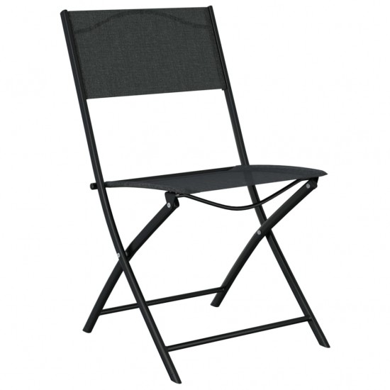 Sulankstomos lauko kėdės, 4vnt., juodos, plienas ir tekstilenas