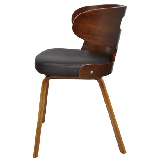 Valgomojo kėdės, 4vnt., rudos, išlenkta mediena ir dirbtinė oda