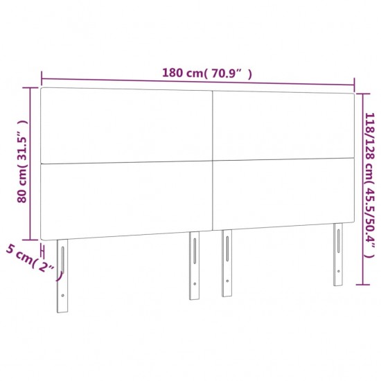 Galvūgalis su LED, tamsiai pilkas, 180x5x118/128cm, aksomas