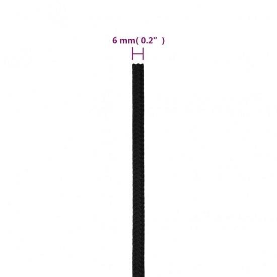 Darbo virvė, juodos spalvos, 6mm, 100m, poliesteris