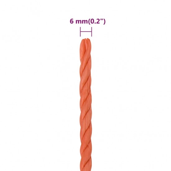Darbo virvė, oranžinės spalvos, 6mm, 250m, polipropilenas