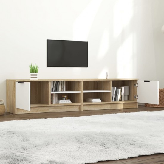 TV spintelės, 2vnt., baltos/ąžuolo, 80x35x36,5cm, mediena