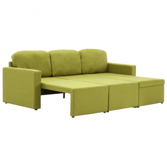 Trivietė modulinė sofa-lova, žalios spalvos, audinys