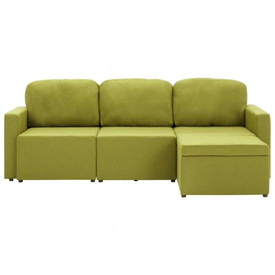 Trivietė modulinė sofa-lova, žalios spalvos, audinys