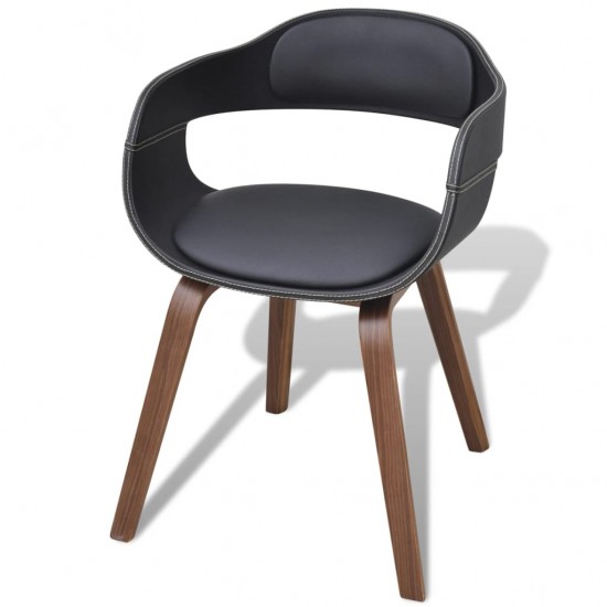 Valgomojo kėdės, 6vnt., juodos, išlenkta mediena dirbtinė oda