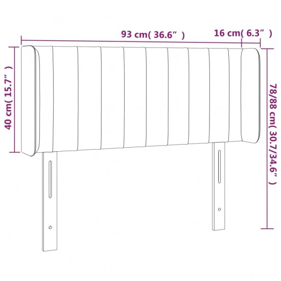 Galvūgalis su LED, tamsiai pilkas, 93x16x78/88cm, aksomas