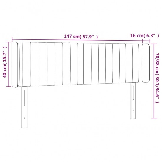 Galvūgalis su LED, tamsiai mėlynas, 147x16x78/88cm, aksomas