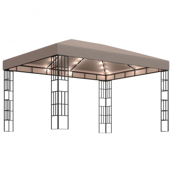 Pavėsinė su lempučių girliandomis LED, taupe, 4x3m