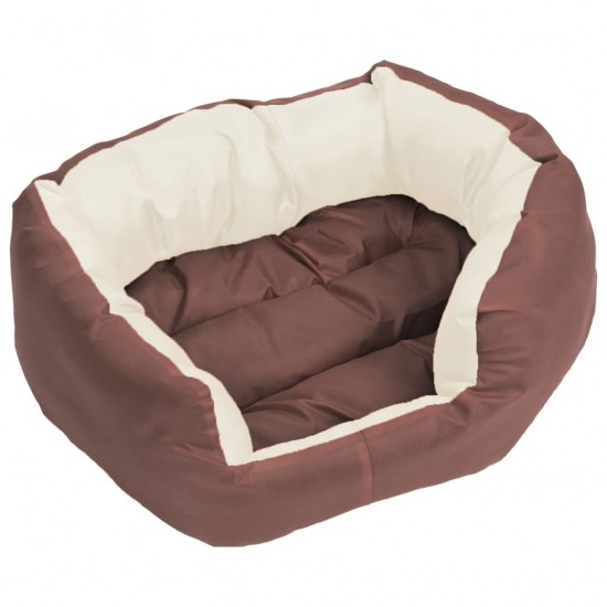 Dvipusė skalbiama pagalvė šunims, ruda ir kreminė, 65x50x20cm