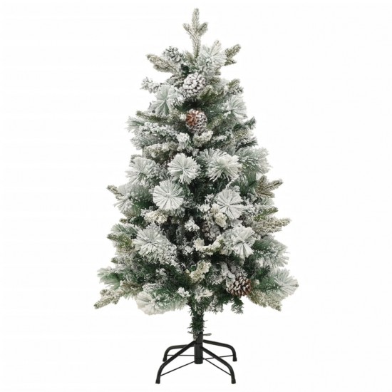 Kalėdų eglutė su sniegu/LED/kankorėžiais, 150cm, PVC ir PE