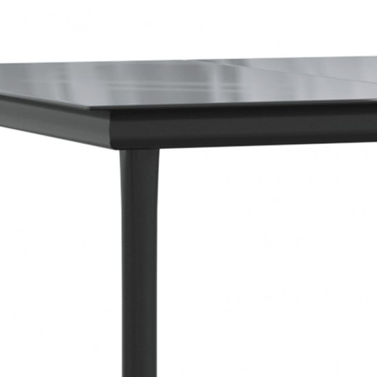Sodo valgomojo stalas, juodas, 160x80x74cm, plienas ir stiklas