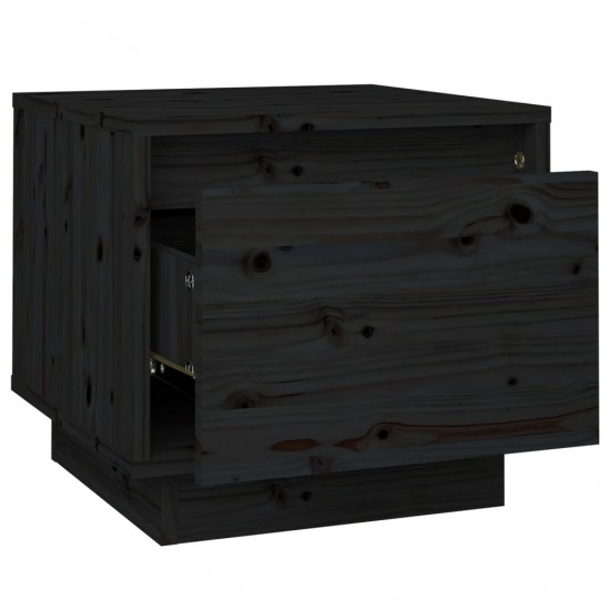 Naktinė spintelė, juoda, 35x34x32cm, pušies medienos masyvas