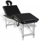 Sulankstomas masažo stalas, juodas, 4 zonų, su aliuminio rėmu