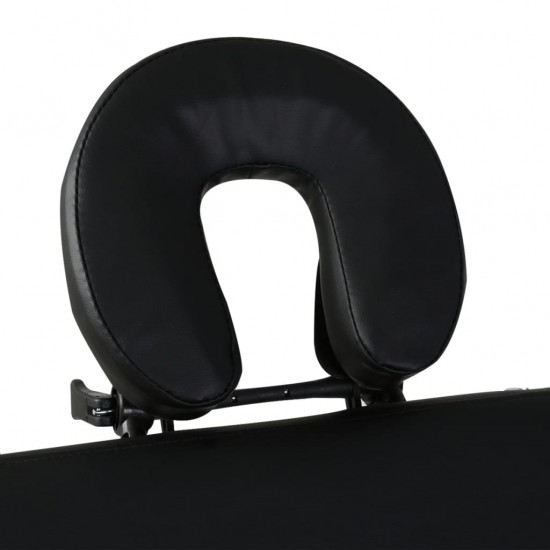 Sulankstomas masažo stalas, juodas, 4 zonų, su aliuminio rėmu