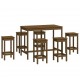 Baro baldų komplektas, 7 dalių, medaus rudas, pušies masyvas