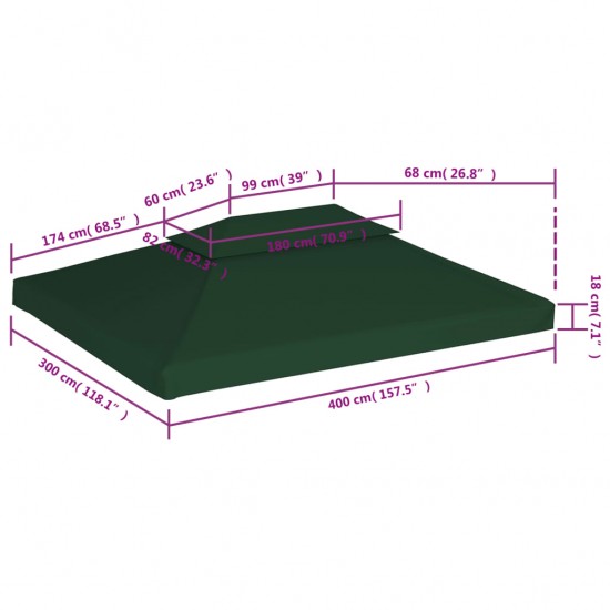 Atsarginis pavėsinės uždangalas, žalias, 310g/m², 3x4m