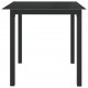 Sodo stalas, juodas, 80x80x74cm, aliuminis ir stiklas