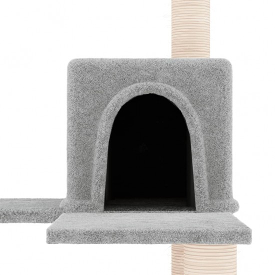 Draskyklė katėms su stovais iš sizalio, šviesiai pilka, 153cm