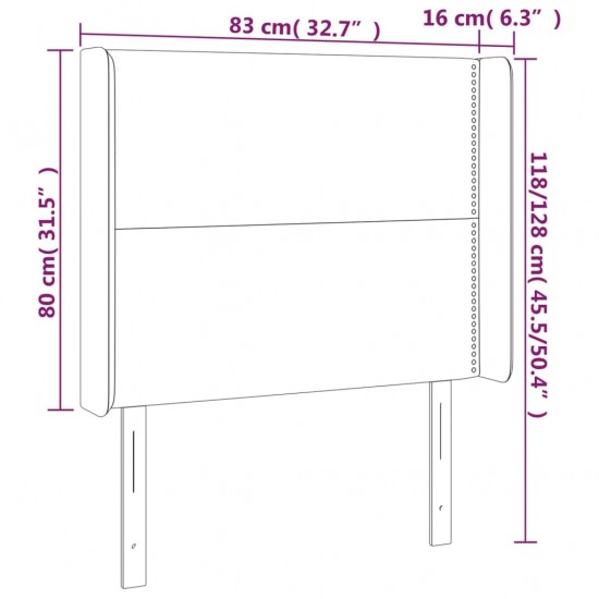 Galvūgalis su LED, tamsiai mėlynas, 83x16x118/128cm, aksomas