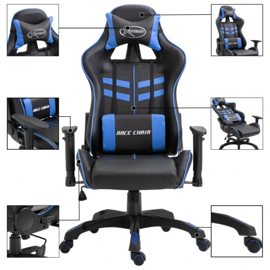 Žaidimų kėdė, mėlynos spalvos, dirbtinė oda