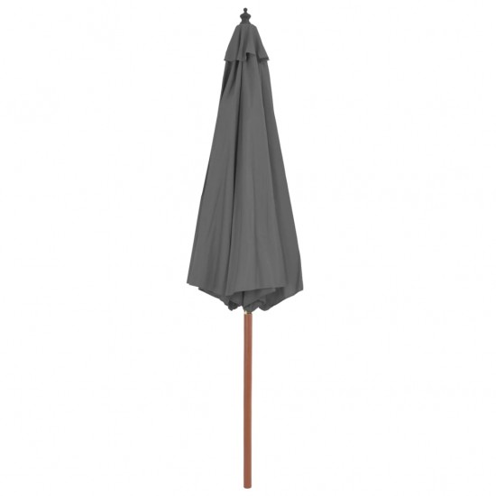 Lauko skėtis su mediniu stulpu, 300 cm, antracito spalvos