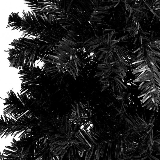 Siaura Kalėdų eglutė su LED/žaisliukais, juoda, 150cm