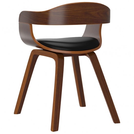 Valgomojo kėdė, juoda, išlenkta mediena ir dirbtinė oda
