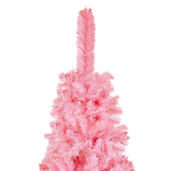 Siaura Kalėdų eglutė su LED ir žaisliukais, rožinė, 150cm