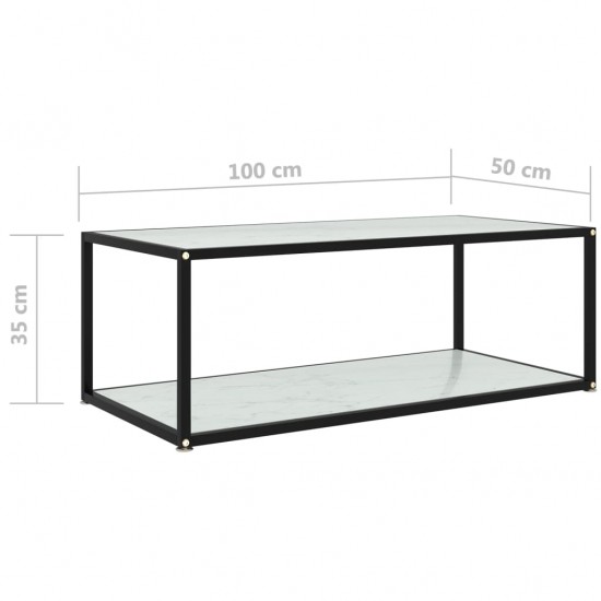Kavos staliukas, baltas, 100x50x35cm, grūdintas stiklas