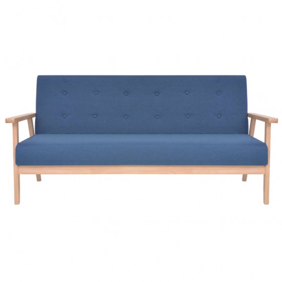 Trivietė sofa, mėlynos spalvos, audinys