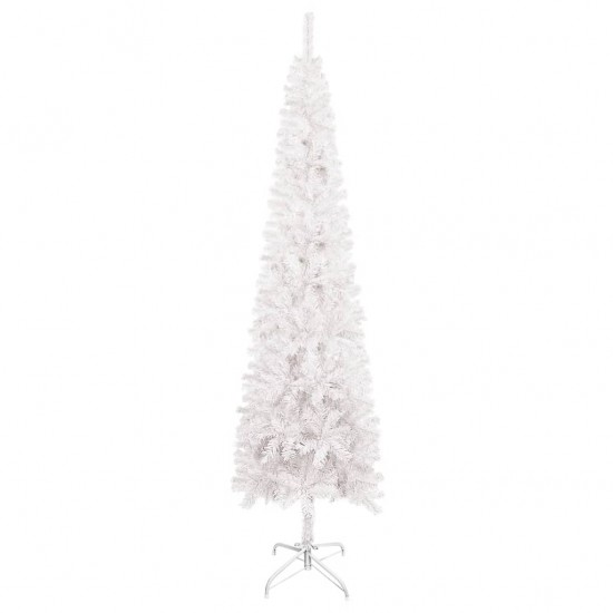 Siaura Kalėdų eglutė su LED/žaisliukais, balta, 180cm