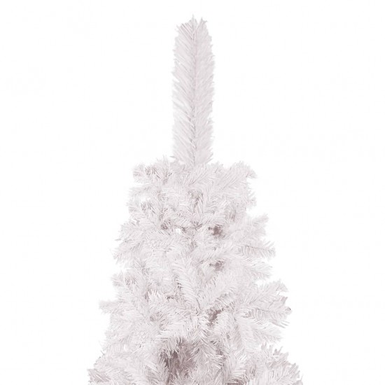 Siaura Kalėdų eglutė su LED/žaisliukais, balta, 180cm