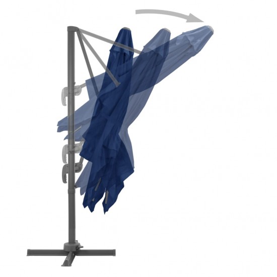 Gembės formos skėtis su aliuminio stulpu, mėlynos spalvos, 3x3m