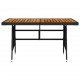 Sodo stalas, juodas, 130x70x72cm, poliratanas ir akacija