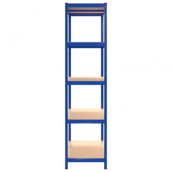 Sandėliavimo lentyna, 5 aukštų, mėlyna, plienas ir mediena