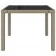 Sodo stalas, smėlio, 90x90x75cm, grūdintas stiklas/poliratanas