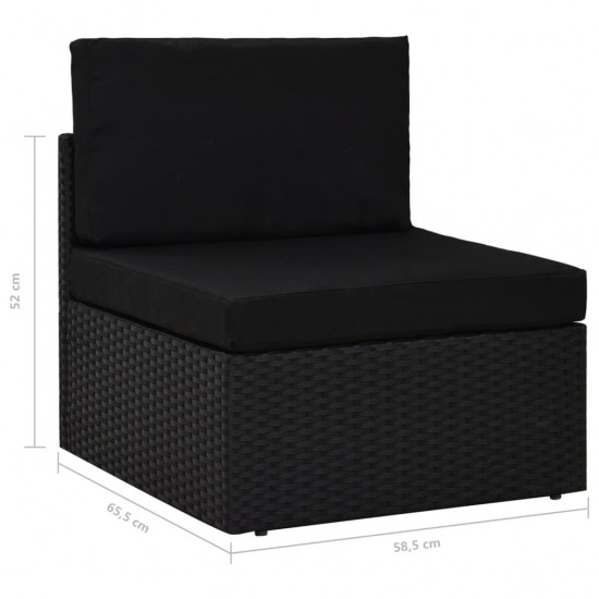 Modulinė dvivietė sofa, juodos spalvos, poliratanas