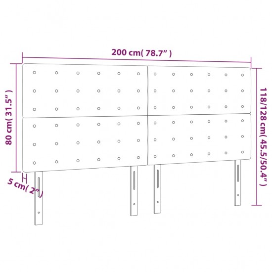 Galvūgalis su LED, kapučino spalvos, 200x5x118/128cm