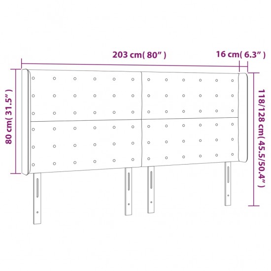 Galvūgalis su LED, kapučino spalvos, 203x16x118/128cm