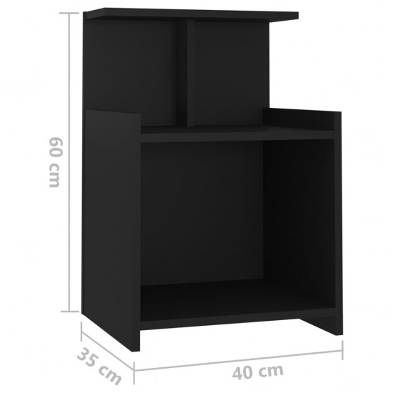 Naktinė spintelė, juodos spalvos, 40x35x60cm, MDP