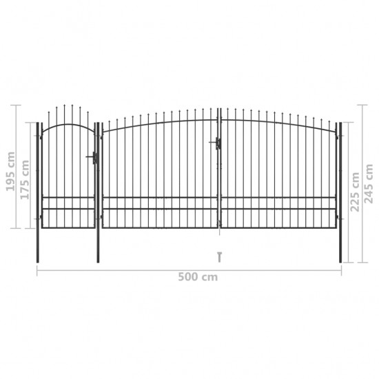 Sodo vartai su iečių viršugaliais, juodos spalvos, 5x2,45m