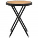 Arbatos staliukas, juodas, 60cm, poliratanas/akacijos masyvas