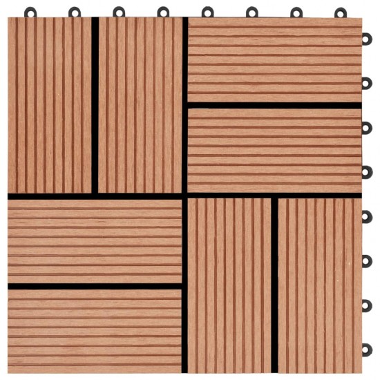 Grindų plytelės, 11 vnt., tikmedžio spalvos, 30x30 cm, 1m², WPC