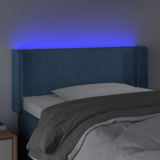 Galvūgalis su LED, tamsiai mėlynas, 83x16x78/88cm, aksomas