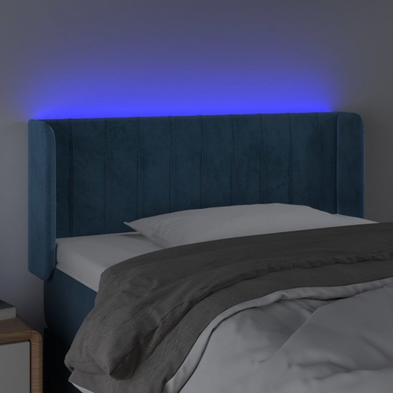 Galvūgalis su LED, tamsiai mėlynas, 93x16x78/88cm, aksomas