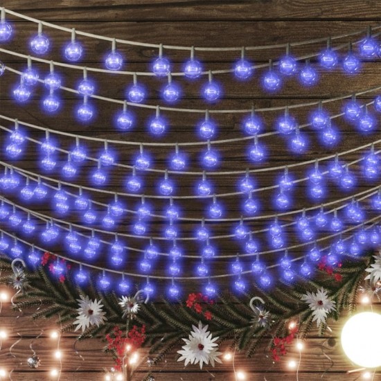 Rutuliukų girlianda, 20m, 200 mėlynų LED, 8 funkcijos